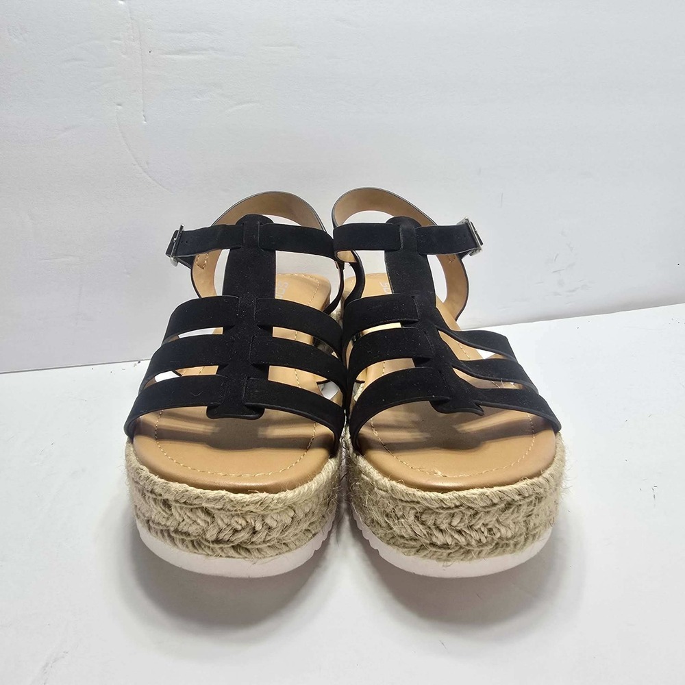 Soda Trader-S Black Multi Strap Espadrille Platform Sandals Womens 8.5M
